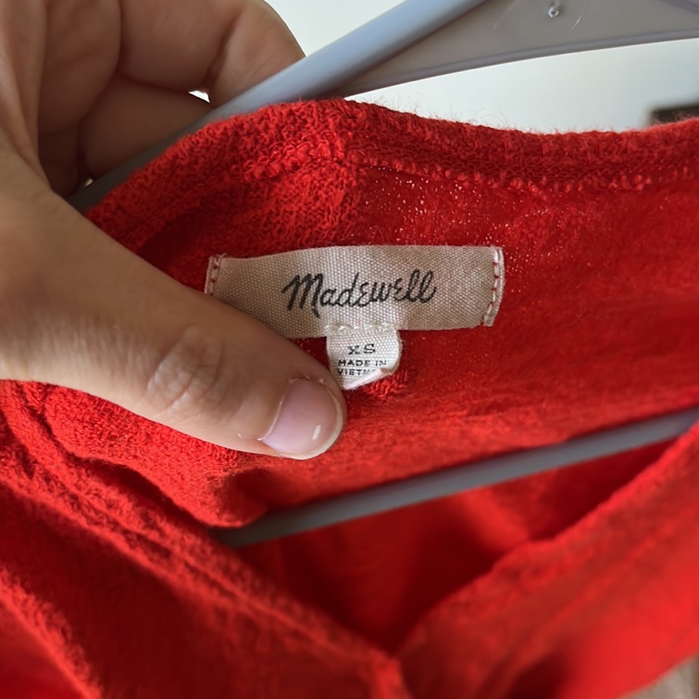 SOLD ON CROSSPOST Madewell 100% cotton bright red faux wrap blouse - Picture 7 of 8